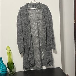 Eileen Fisher Charcoal Open-Knit Cardigan